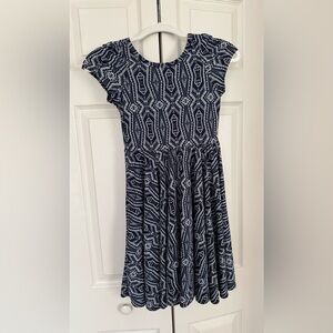 Dot Dot Smile Navy and White Geometric Casual Twirl Dress